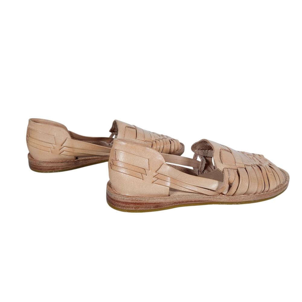 Palapa Womens Casual Acapulco Sandals 6 Tan Woven Leather Huarache Flats Boho - Picture 5 of 9